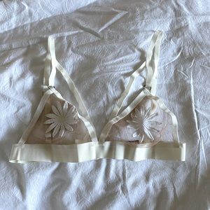For Love and lemons mesh with flower detail bra